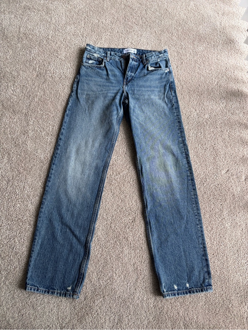 Pull&Bear Blue Denim Jeans with Contrast Stitching